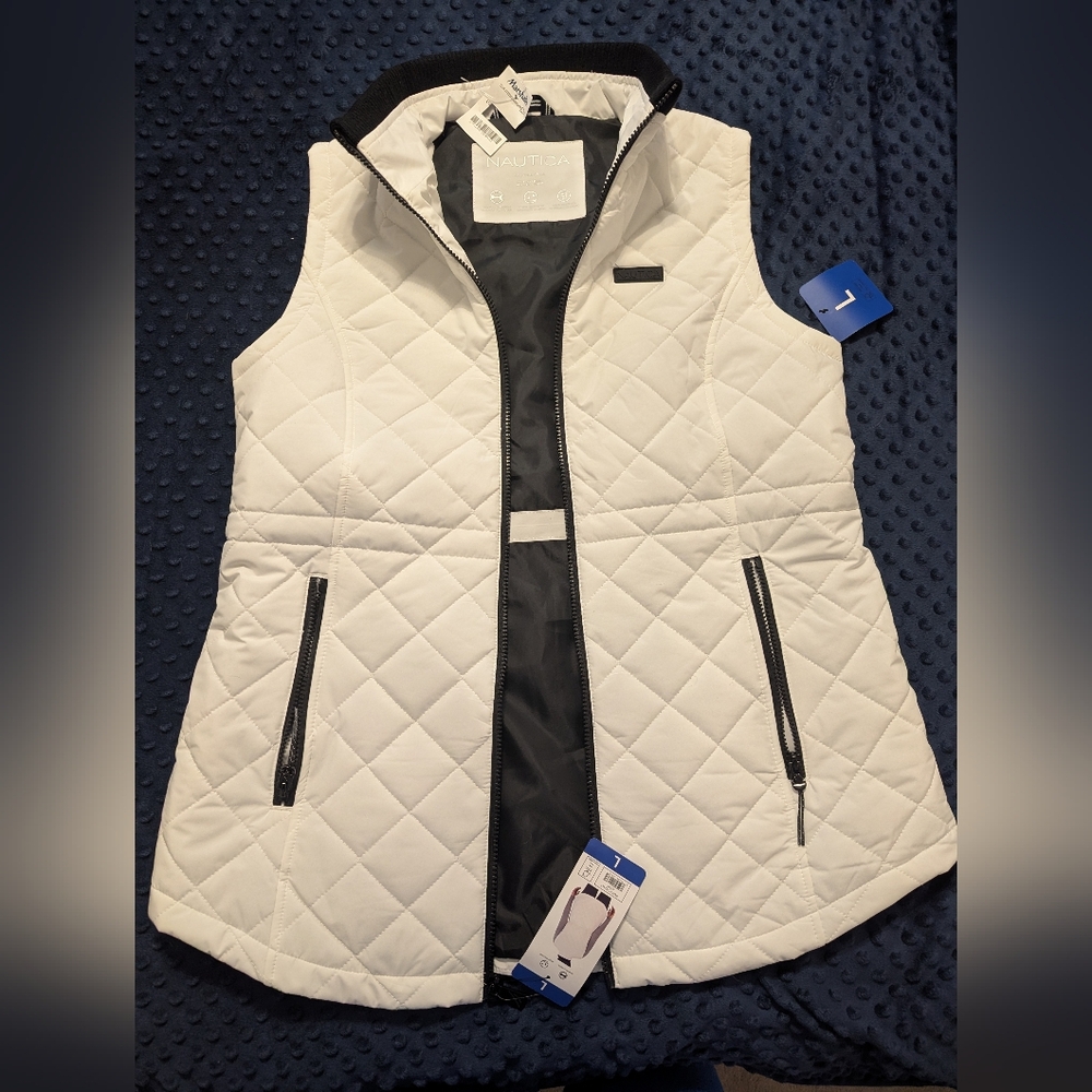 White Quilted Vest by Nautica